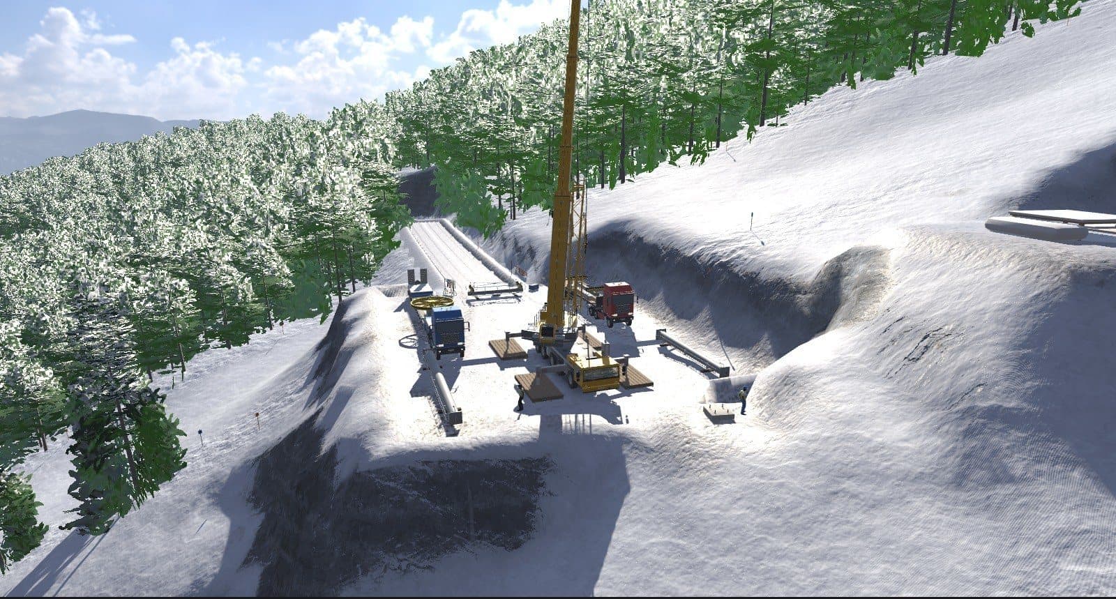 A ski resort, a work in progress in the game