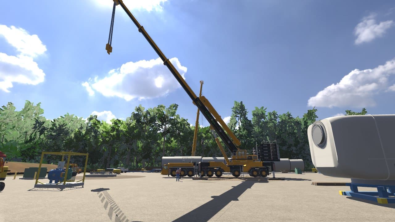 The LTM 1750 in the Crane Ops paint, set up at the wind farm