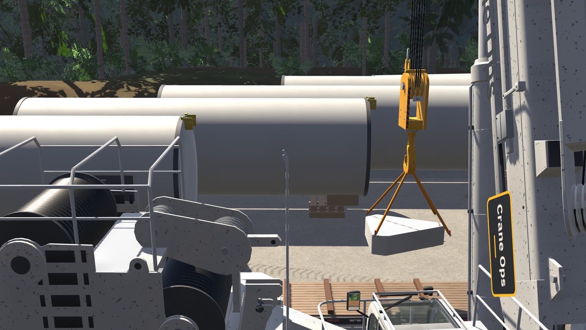 The LTM 1750 lifting a counterweight slab off a truck